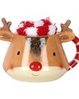 Christmas Reindeer Ceramic Mug and Sock Set