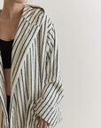 Retro 100% ORGANIC Long-stapled Cotton Hooded Stripe Bath Robe-4