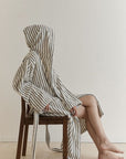 Retro 100% ORGANIC Long-stapled Cotton Hooded Stripe Bath Robe-0
