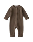 Ribbed Knit Button Up Romper in Warm Neutrals
