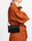 Versatile Leather Clutch Wallet with Adjustable Strap