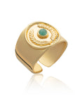 Kotinos Olive Wreath Coin Ring: Amazonite