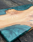Elm and Dark Green Resin Serving Board
