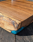 English Walnut Chopping Board 35cm x 36cm with Blue Resin Accent