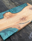Elm and Dark Green Resin Serving Board