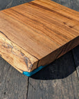 Walnut Chopping Board 35cm x 36cm with Blue Resin Accent