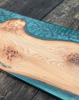 Elm and Dark Green Resin Serving Board
