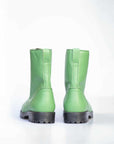 Green Leather Boots with Side Zipper
