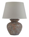 Walnut Ceramic Table Lamp with Linen Shade