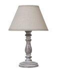 Column Table Lamp with Linen Shade in White Wood Finish
