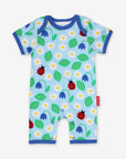 Premium baby summer romper with ladybug print in soft certified organic cotton, stylish short legs, snap buttons, best-selling design by Toby Tiger at brixbailey.com