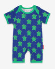 Premium baby summer romper with short legs, cute turtle print, snap buttons, 100% organic cotton, sustainable kids fashion by Toby Tiger at brixbailey.com