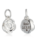 Rose Flower Personalised Silver Charm