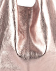 Rose Gold Metallic Leather Hobo Shoulder Bag - Brix + Bailey