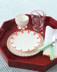 Rosy Red Scalloped Side Plates - Set of 4