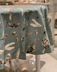 Round Cotton Tablecloth in Seeds Aqua Print
