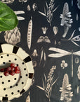 Round Cotton Tablecloth in Seeds Carbon Print