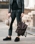 Waterproof Brown Backpack with Statement Bow