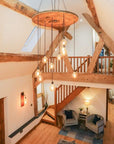 Rustic Industrial Cable Reel Cascade Chandelier