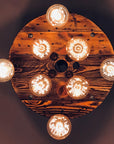 Rustic Industrial Cable Reel Cascade Chandelier