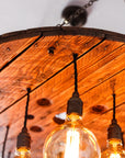 Rustic Industrial Cable Reel Cascade Chandelier