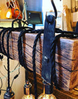 Rustic Oak Beam Chandelier with Wrapped Cables and Steel Brackets
