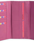 SADDLER CLAIRE Long Leather Trifold Purse - 18 Card Slots, Dual Zip Pockets, and Note Sections - RFID Protected