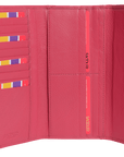 SADDLER CLAIRE Long Leather Trifold Purse - 18 Card Slots, Dual Zip Pockets, and Note Sections - RFID Protected