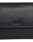 SADDLER CLAIRE Long Leather Trifold Purse - 18 Card Slots, Dual Zip Pockets, and Note Sections - RFID Protected