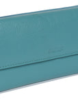 SADDLER CLAIRE Long Leather Trifold Purse - 18 Card Slots, Dual Zip Pockets, and Note Sections - RFID Protected