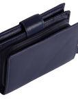 SADDLER EMILY Handmade Leather Mid-Size Wallet – RFID Protected | 10 Card Slots, Secure Tab Closure & Zipped Coin Pocket | Gift Boxed