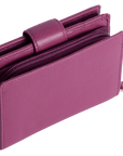 SADDLER EMILY Handmade Leather Mid-Size Wallet – RFID Protected | 10 Card Slots, Secure Tab Closure & Zipped Coin Pocket | Gift Boxed