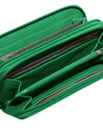 SADDLER GABRIELLA Leather Double Zip Around Purse - 8 Card Slots, Phone Pocket, and Coin Purse - RFID Protected