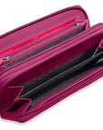 SADDLER GABRIELLA Leather Double Zip Around Purse - 8 Card Slots, Phone Pocket, and Coin Purse - RFID Protected
