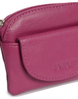 Compact Leather Zip-Top Coin Purse "Molly" – Handmade by Saddler | RFID Protected & Gift Boxed | With Front Pocket & Interior Key Ring