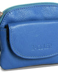 Compact Leather Zip-Top Coin Purse "Molly" – Handmade by Saddler | RFID Protected & Gift Boxed | With Front Pocket & Interior Key Ring