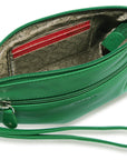 SADDLER SCARLETT Leather Zip Top Mini Clutch - Phone Holder with Detachable Wrist Strap - RFID Protected