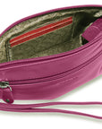 SADDLER SCARLETT Leather Zip Top Mini Clutch - Phone Holder with Detachable Wrist Strap - RFID Protected