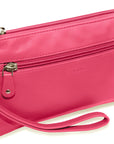 SADDLER SCARLETT Leather Zip Top Mini Clutch - Phone Holder with Detachable Wrist Strap - RFID Protected