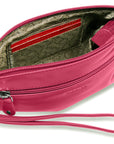 SADDLER SCARLETT Leather Zip Top Mini Clutch - Phone Holder with Detachable Wrist Strap - RFID Protected