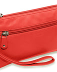 SADDLER SCARLETT Leather Zip Top Mini Clutch - Phone Holder with Detachable Wrist Strap - RFID Protected