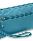 SADDLER SCARLETT Leather Zip Top Mini Clutch - Phone Holder with Detachable Wrist Strap - RFID Protected