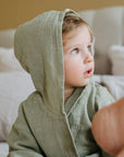 Linen Bathrobe for Kids in Sage Green