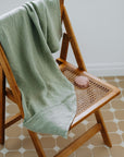 Linen Hooded Waffle Towel for Kids - Sage