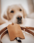 Camel Leather Dog Waste Bag Holder