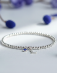 Initial & September Birthstone Bracelet | Personalised Stretch Bead Bracelet