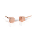 Satin Cube Stud Earrings in Rose Gold and Silver