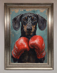 Sausage Dog Boxing Framed Print