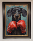 Sausage Dog Boxing Framed Print