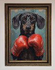 Sausage Dog Boxing Framed Print